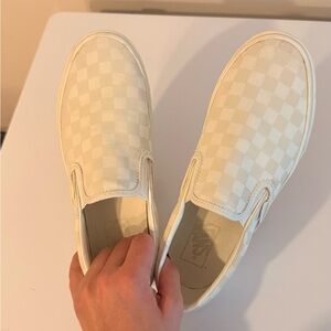 Trending Vans Platform Marshmallow and White Checkered Slip-Ons